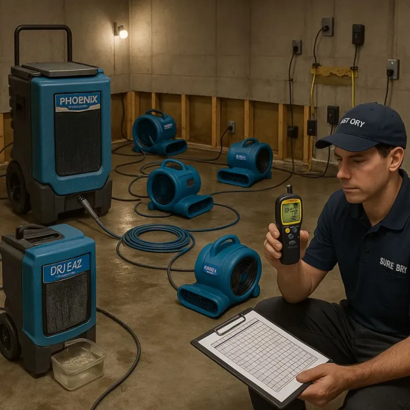 Structural Drying and Dehumidification process in Swansboro, NC